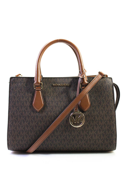 Michael Michael Kors Womens Brown Medium Zip Satchel Bag Handbag