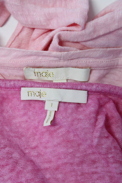 Maje Womens Linen Round Necks Pullover Casual T-Shirts Pink Size 1 3 Lot 2