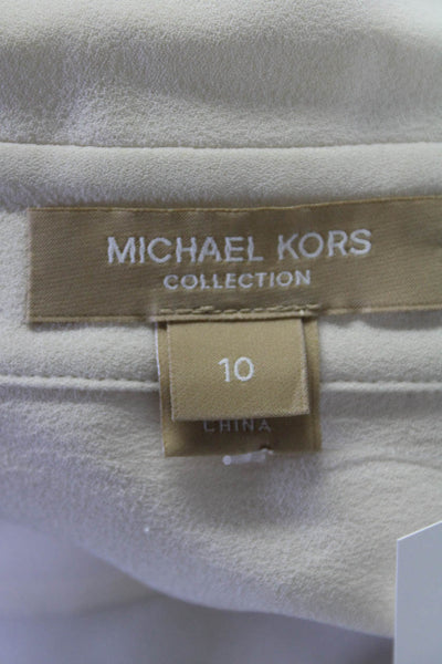 Michael Kors Collection Womens Long Sleeve Button Up Blouse Top Cream Size 10
