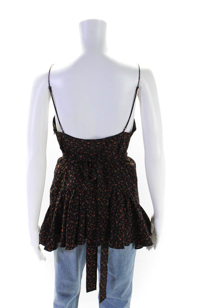 Michael Kors Collection Womens Silk Floral Print V-Neck Tank Top Black Size 8