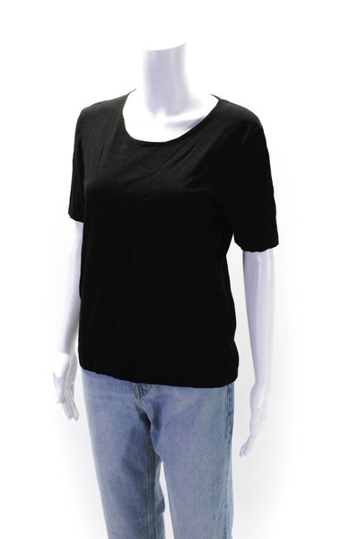 Michael Kors Collection Womens Round Neck Short Sleeve T-Shirt Top Black Size L