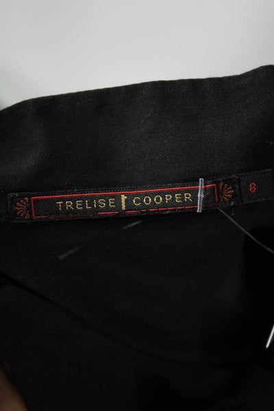 Trelise Cooper Womens Cotton Floral Embroidery Button Down Blouse Black Size 8