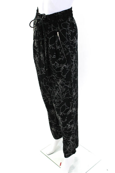 Rag & Bone Womens Abstract Print Drawstring Waist Joggers Pants Black Size S