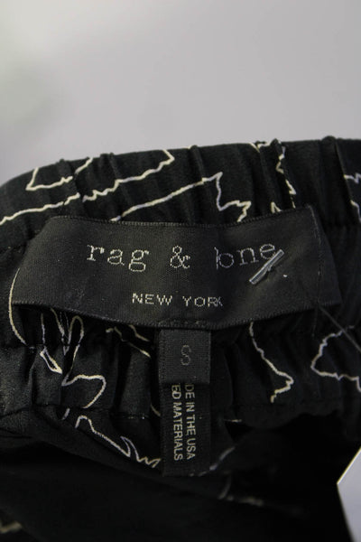 Rag & Bone Womens Abstract Print Drawstring Waist Joggers Pants Black Size S