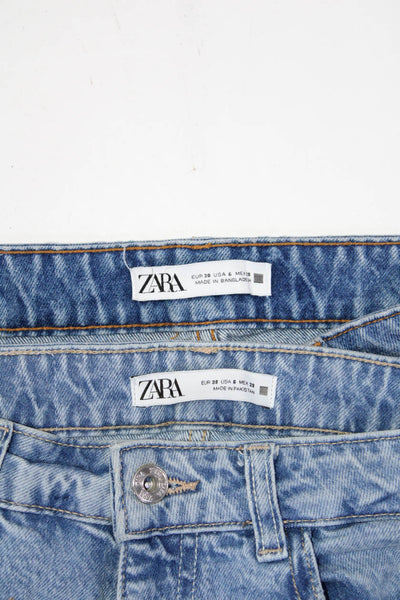 Zara Womens Cotton Medium Washed Slim Straight Jeans Blue Size 6 Lot 2
