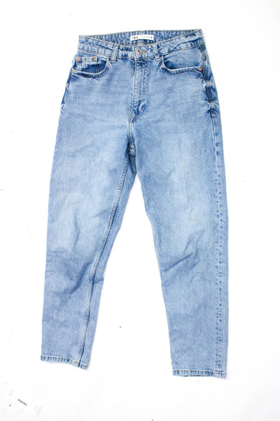 Zara Womens Cotton Medium Washed Slim Straight Jeans Blue Size 6 Lot 2
