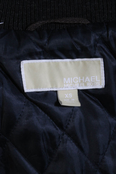 Michael Michael Kors Mens Dark Blue Wool Mock Neck Zip Long Sleeve Coat Size XS