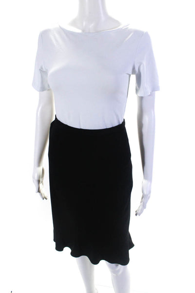 Giorgio Armani Womens Ruffle Hem Knee Length Pencil Skirt Black Size IT 46