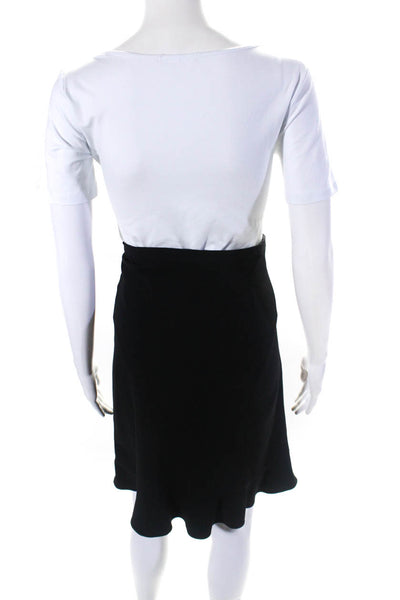 Giorgio Armani Womens Ruffle Hem Knee Length Pencil Skirt Black Size IT 46