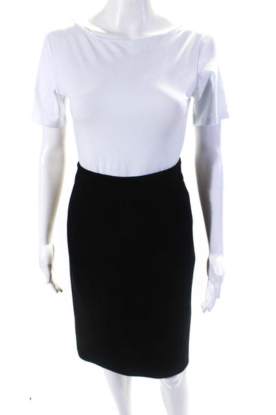 Armani Collezioni Womens Knee Length Crepe Pencil Skirt Black Wool Size 12