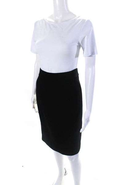 Armani Collezioni Womens Knee Length Crepe Pencil Skirt Black Wool Size 12