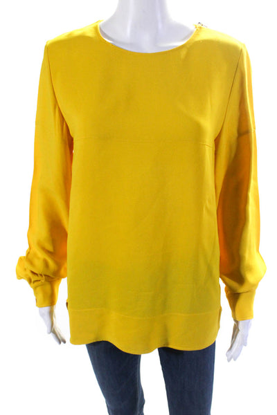 Stella McCartney Womens Long Sleeve Crew Neck Top Blouse Yellow Size FR 42
