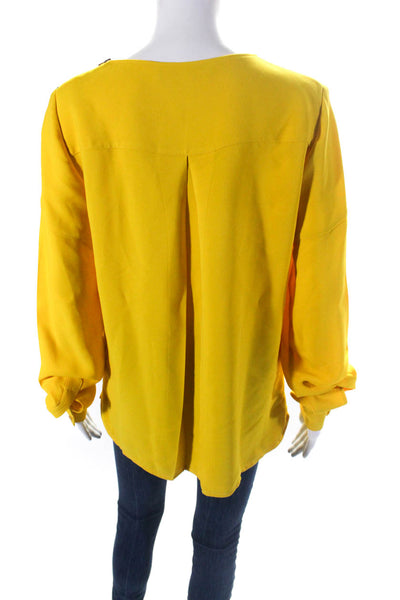 Stella McCartney Womens Long Sleeve Crew Neck Top Blouse Yellow Size FR 42