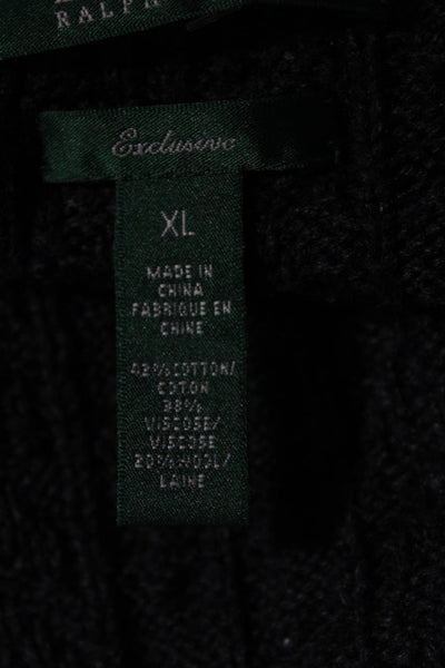Lauren Ralph Lauren Womens Long Cable Knit Button Up Cardigan Sweater Gray XL