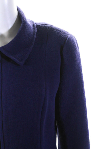 Armani Collezioni Womens Unlined Crepe Full Zip Jacket Purple Wool Size 12