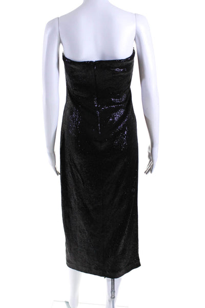 Rachel Zoe Womens Sequin Embellished Split Hem Sleeveless Dress Black Size 8