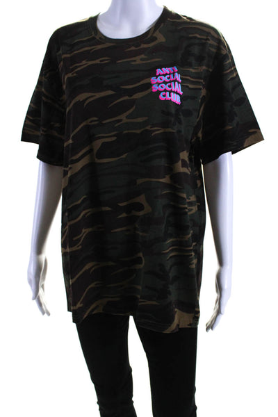 Anti Social Social Club Womens Cotton Camouflage Print T-Shirt Multicolor Size L