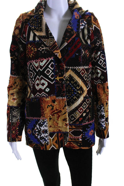Le Superbe Womens Cotton Fair Isle Print Long Sleeve Blazer Multicolor Size 4