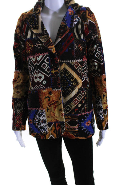 Le Superbe Womens Cotton Fair Isle Print Long Sleeve Blazer Multicolor Size 4