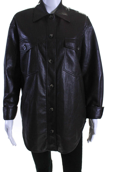 Wilfred Womens Faux Leather Lined Button Down The Ganna Jacket Dark Brown Size S
