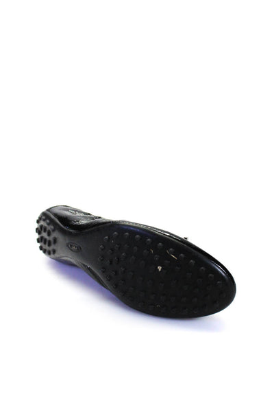 Tods Womens Shiny Black Embellished Slip On Ballet Flats Shoes Size 11.5