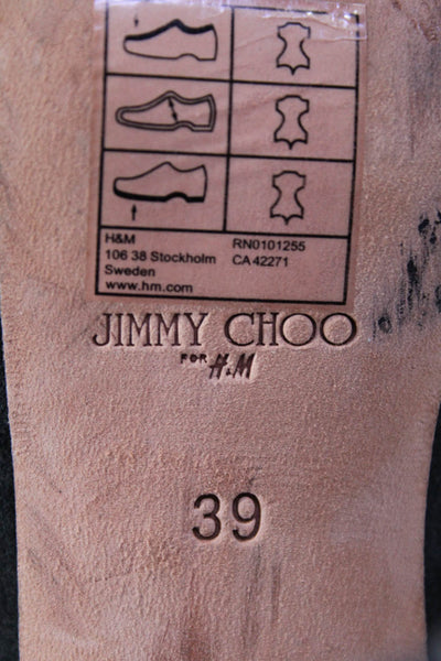 Jimmy Choo Women's Open Toe Studs Wrap Ankle Stiletto Suede Sandals Black Size 9