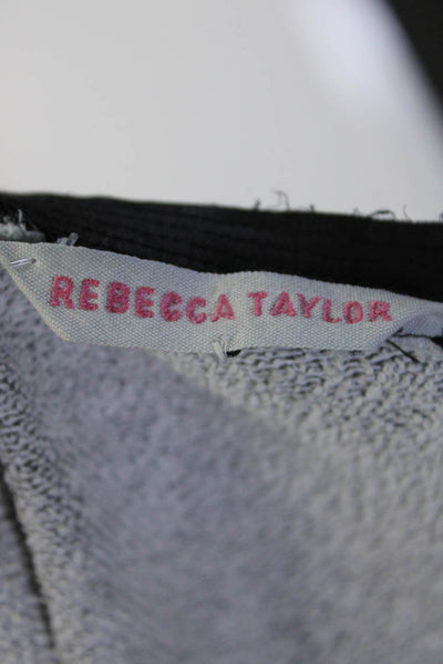 Rebecca Taylor Womens Zipper Lace Trim Round Neck Sweatshirt Gray Cotton Size 2