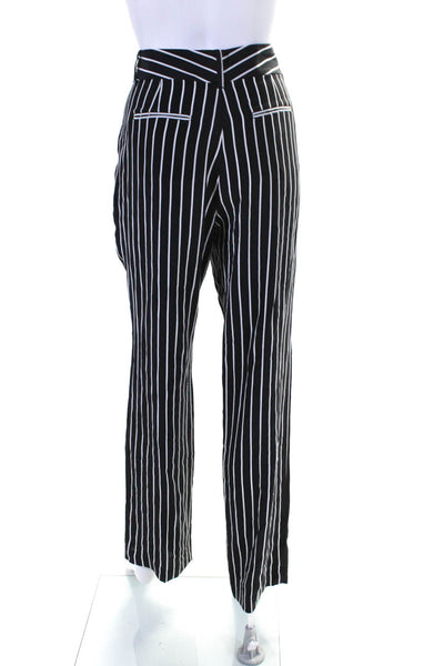 Equipment Femme Womens Vertical Striped Straight Silk Pants Black White Size 6