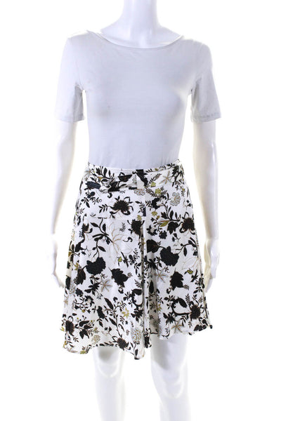 ALC Womens Back Zip Knee Length Belted Silk Floral A Line Skirt White Size 8