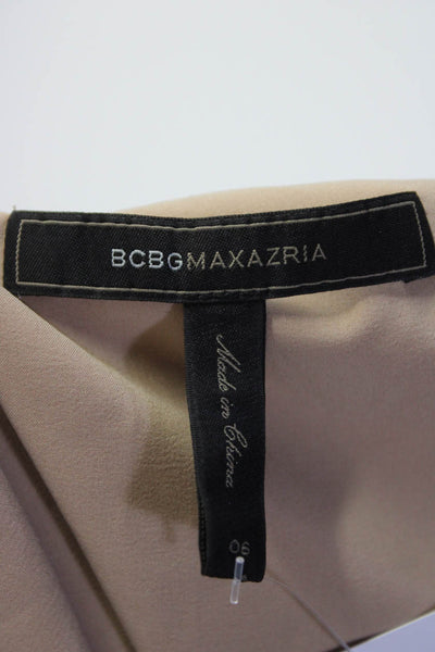 BCBGMAXAZRIA Womens Sleeveless Zip Up Crew Neck Shift Dress Black Brown Size 6