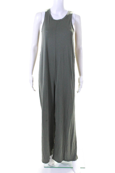 Splendid Womens Sleeveless Crew Neck Wide Leg Knit Jumpsuit Green Size Small