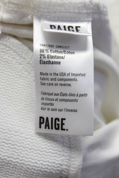 Paige Women's Button Closure Distress Skinny Crop Pant Cream Size 25