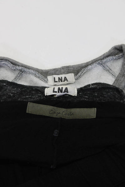LNA Women's Round Neck Short Sleeves Slit Hem Sweatshirt Gray Size M Lot 3