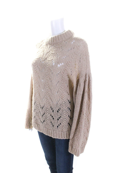 Kate Spade Womens Knitted Textured Round Neck Long Sleeve Sweater Brown Size M
