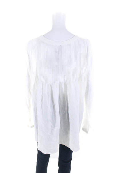 Barneys New York Womens Long Sleeve Y Neck Gauze Top Blouse White Size IT 44