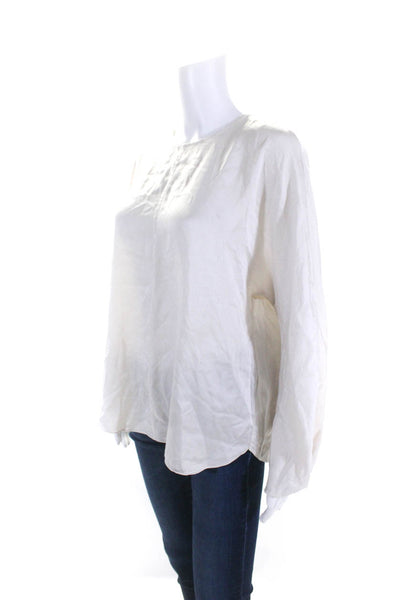 Vince Womens Silk Charmeuse 3/4 Dolman Sleeve Top Blouse Ecru Size Large