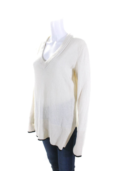 Rag & Bone Womens Oversize V Neck Pullover Sweater White Cashmere Size Medium