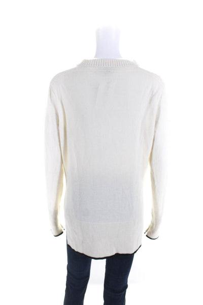 Rag & Bone Womens Oversize V Neck Pullover Sweater White Cashmere Size Medium