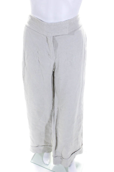 S Max Mara Womens High Waist Wide Leg Dress Pants Beige Linen Size 8