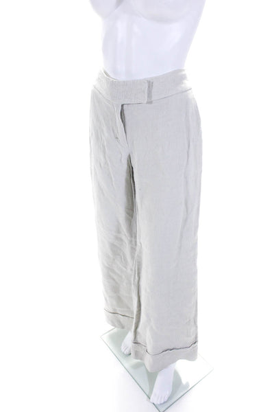 S Max Mara Womens High Waist Wide Leg Dress Pants Beige Linen Size 8