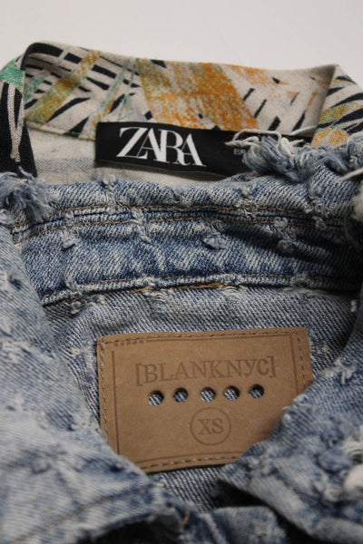 Blank NYC Zara Womens Blue Medium Wash Distress Denim Jacket Size XS lot 2