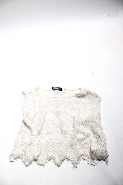 Alice + Olivia The Range Womens White Lace Sleeveless Cropped Top Size S XS lot2