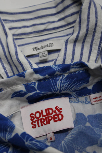 Madewell Solid & Striped Womens Blue Striped Short Sleeve Shirt Size XS S lot 2
