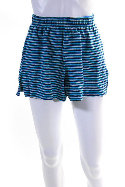 Frankies Bikinis Womens Blue Striped Short Sleeve Shirt Shorts Set Size S XS