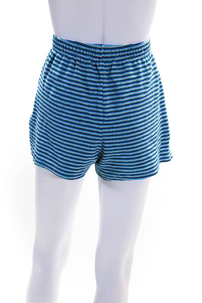Frankies Bikinis Womens Blue Striped Short Sleeve Shirt Shorts Set Size S XS