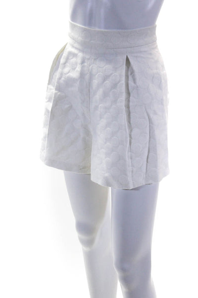 ML Monique Lhuillier Womens White Polka Dot High Rise Zip Back Shorts Size 2