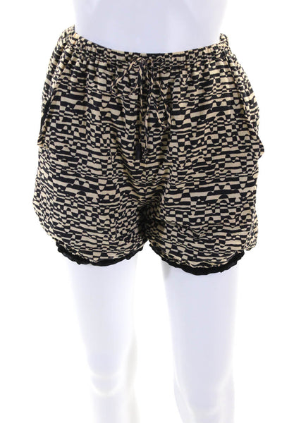 Nanushka Womens Brown Cotton Printed Drawstring High Waisted Shorts Size XS