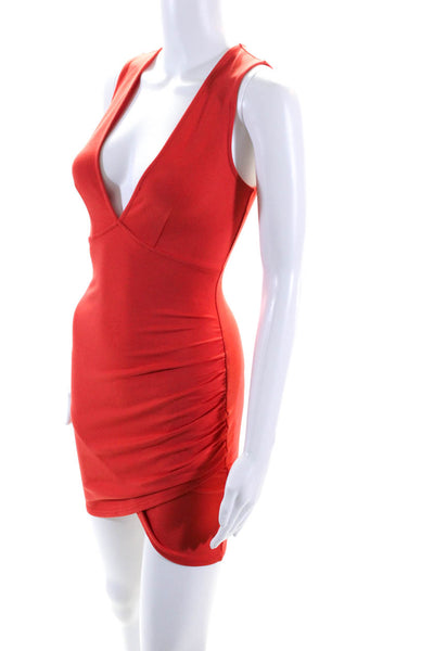 Superdown Women's V-Neck Sleeveless Cinch Mini Dress Orange Size XS