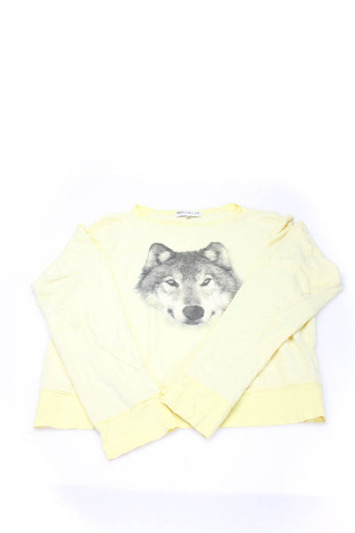 Wildfox Women's Round Neck Long Sleeves Pullover Sweatshirt Yellow Size M Lot 3