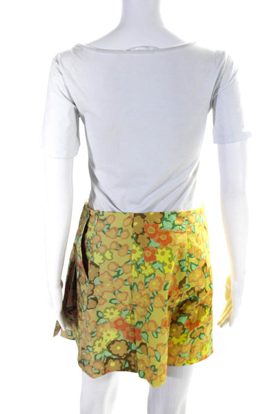 Tory Burch Womens Side Zip Floral Printed Skort Shorts Yellow Cotton Size 6